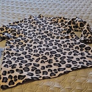 Leopard Print Tahari Mock Turtleneck Sweater